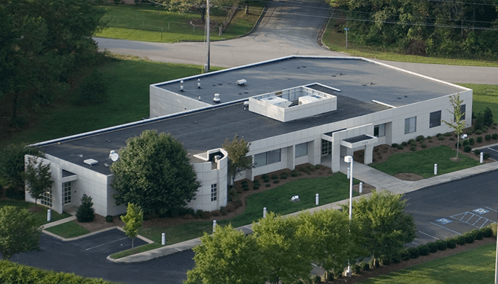 Shepard-Road-Drone-Small Aerial photo of a corporate headquarter building